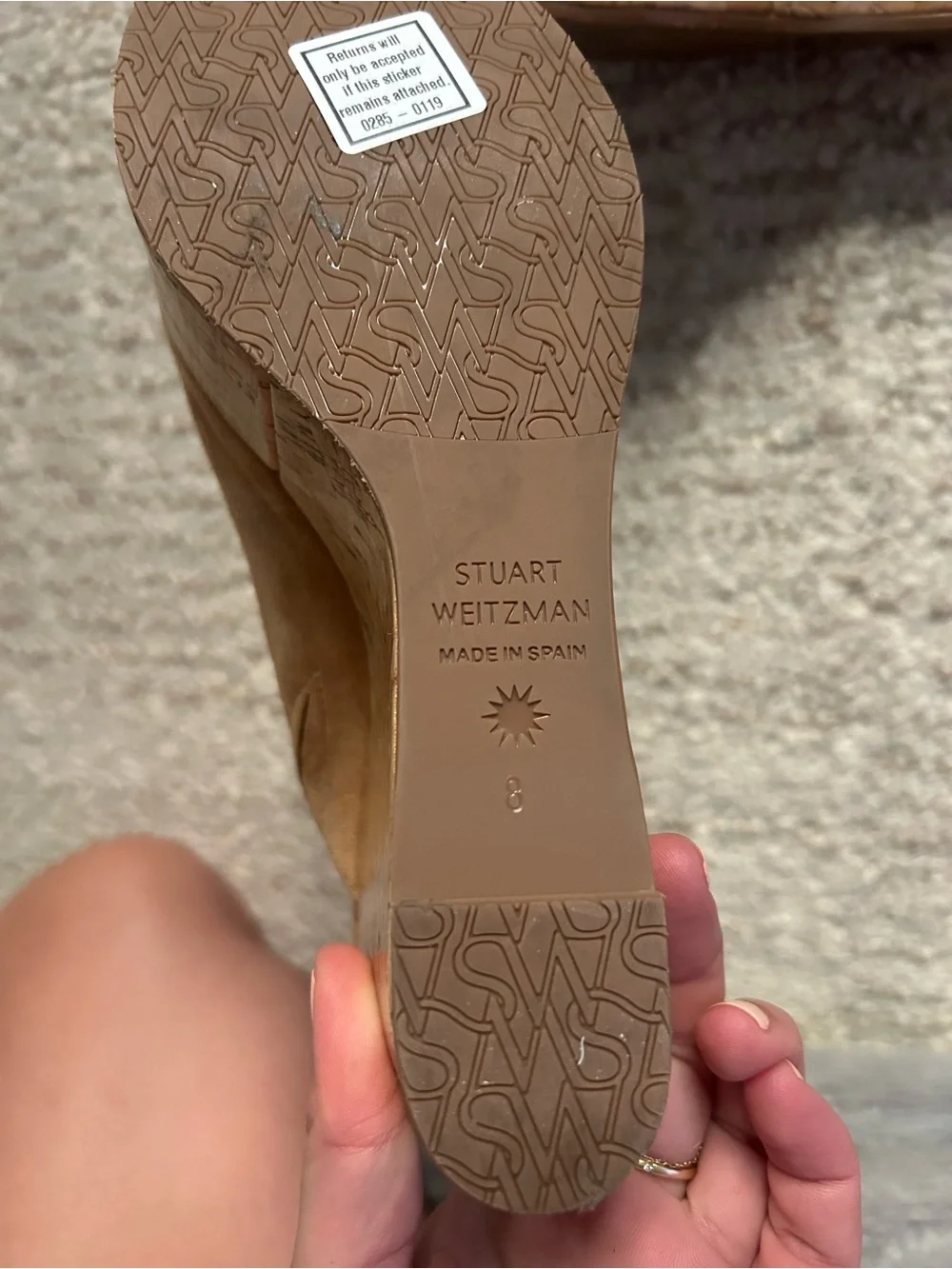 Stuart Weitzman Tan Suede Cork Wedge Mules - Picture 4 of 4
